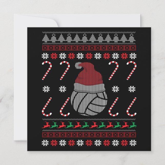 Christmas Volleyball Funny Sport Lover Xmas Gift Invitation (Front)