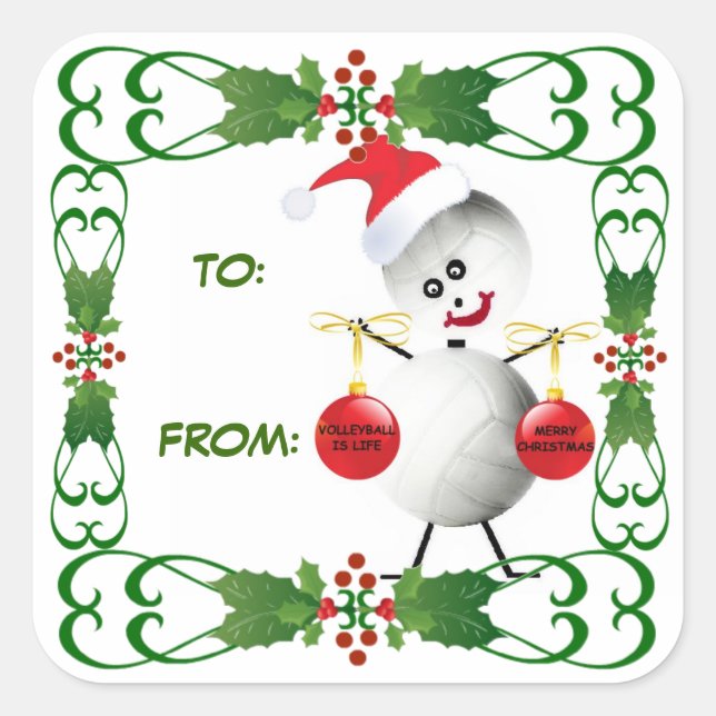 Christmas Volleyball Gift Tag (Front)