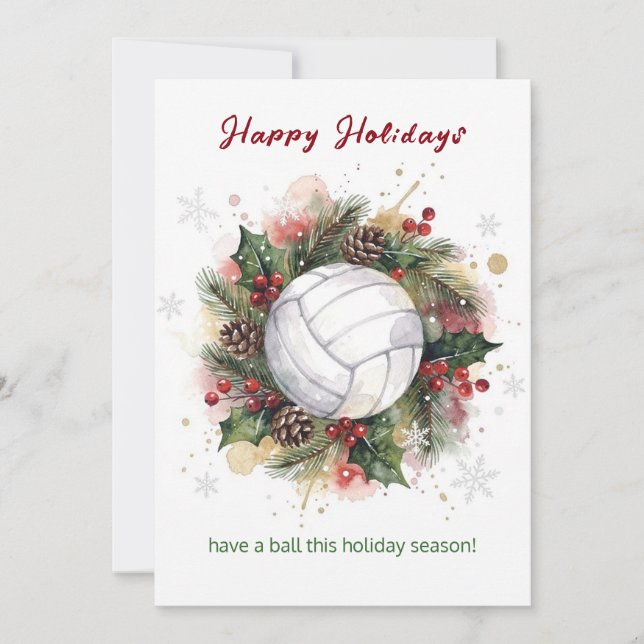 Christmas Volleyball Holiday Greeting Cards (Front)