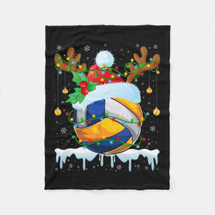 Christmas Volleyball Lover Santa Hat Xmas Lights R Fleece Blanket