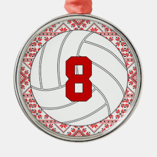 Christmas Volleyball Player Jersey Number Custom Metal Tree Decoration