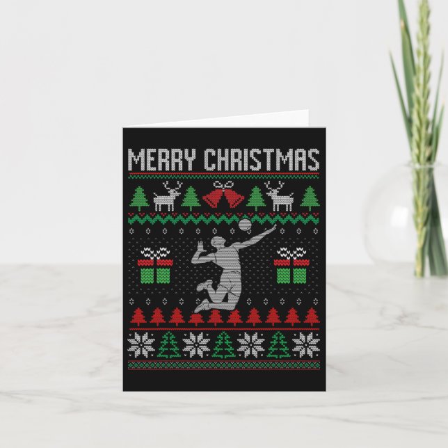 Christmas Volleyball Player Xmas Sport Lover Ugly  Card (Front)