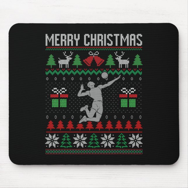 Christmas Volleyball Player Xmas Sport Lover Ugly  Mouse Mat (Front)