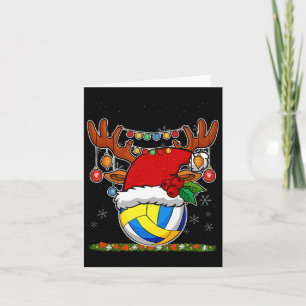 Christmas Volleyball Reindeer & Santa Hat Xmas Card