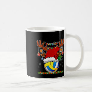 Christmas Volleyball Reindeer & Santa Hat Xmas Coffee Mug