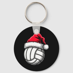 Christmas Volleyball Santa Hat 2  Key Ring
