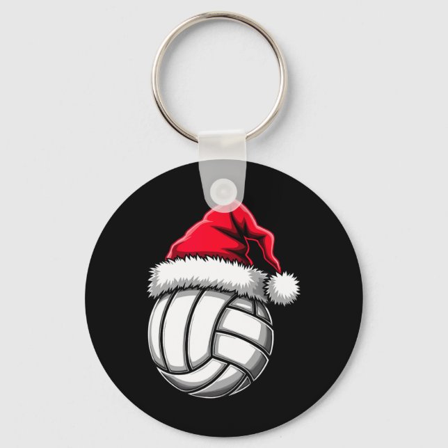 Christmas Volleyball Santa Hat 2  Key Ring (Front)