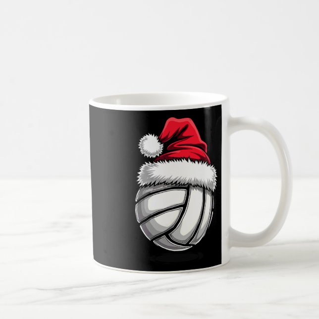 Christmas Volleyball Santa Hat 3  Coffee Mug (Right)