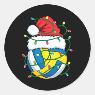 Christmas Volleyball Santa Hat Boys Girls Xmas Lig Classic Round Sticker