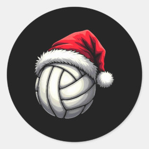 Christmas Volleyball Santa Hat Classic Round Sticker
