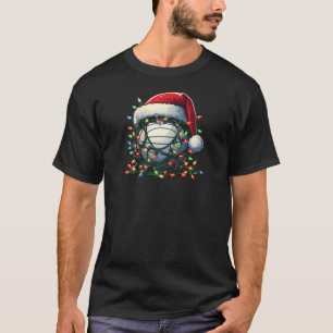 Christmas Volleyball Santa Hat Holiday Lights Ragl T-Shirt