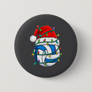 Christmas Volleyball Santa Hat Lights Srts Xmas Pa 6 Cm Round Badge