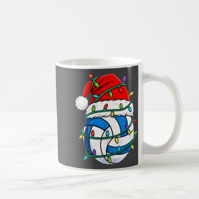 Christmas Volleyball Santa Hat Lights Srts Xmas Pa Coffee Mug (Right)