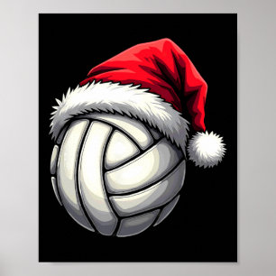 Christmas Volleyball Santa Hat  Poster