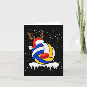 Christmas Volleyball Santa Hat Reindeer Xmas Light Card