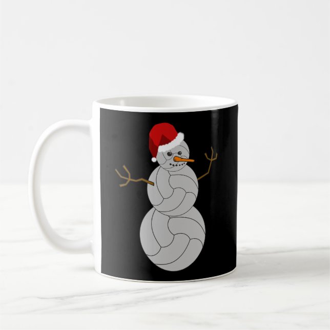 Christmas Volleyball Shirt Volleybal Snowman Long  Coffee Mug (Left)