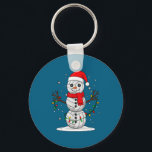 Christmas Volleyball Snowman Santa Hat Funny Holid Key Ring<br><div class="desc">Christmas Volleyball Snowman Santa Hat Funny Holiday Srts</div>