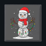 Christmas Volleyball Snowman Santa Hat Funny Holid Magnet<br><div class="desc">Christmas Volleyball Snowman Santa Hat Funny Holiday Srts</div>