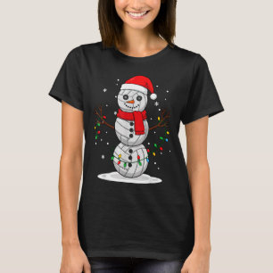 Christmas Volleyball Snowman Santa Hat Funny Holid T-Shirt