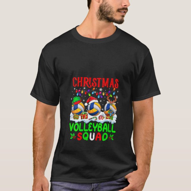 Christmas Volleyball Squad Santa Reindeer Elf Equi T-Shirt (Front)