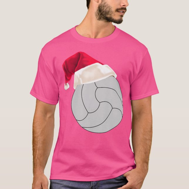 Christmas Volleyball Volleyball In Santa Hat T-Shirt (Front)
