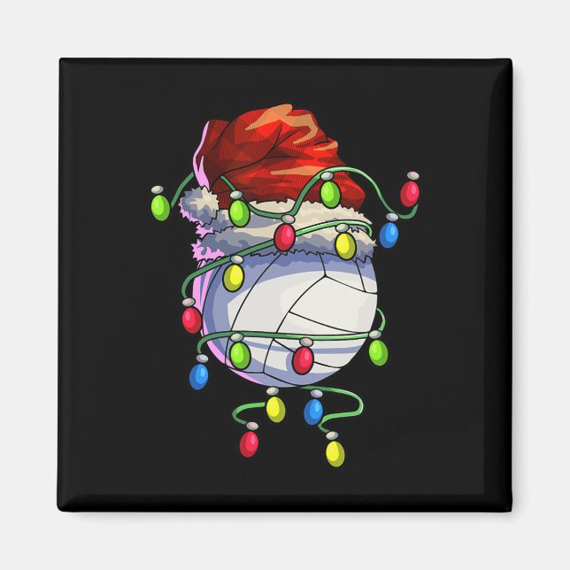 Christmas Volleyball Xmas Christmas Lights Volleyb Magnet (Front)