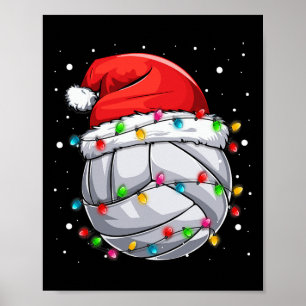 Christmas Volleyball Xmas Santa Sports Hat Ball Ki Poster