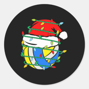 Christmas Volleyball Xmas Santa Sports Kids Boys M Classic Round Sticker