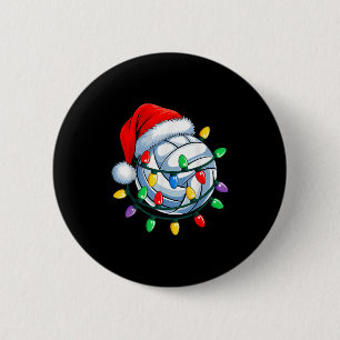 Christmas Volleyball Xmas Santa Srts Hat Mens Wome 6 Cm Round Badge