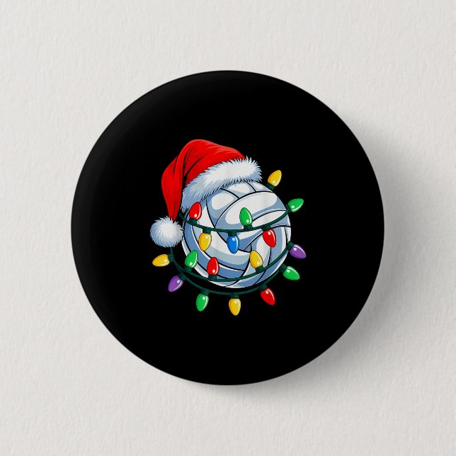 Christmas Volleyball Xmas Santa Srts Hat Mens Wome 6 Cm Round Badge (Front)