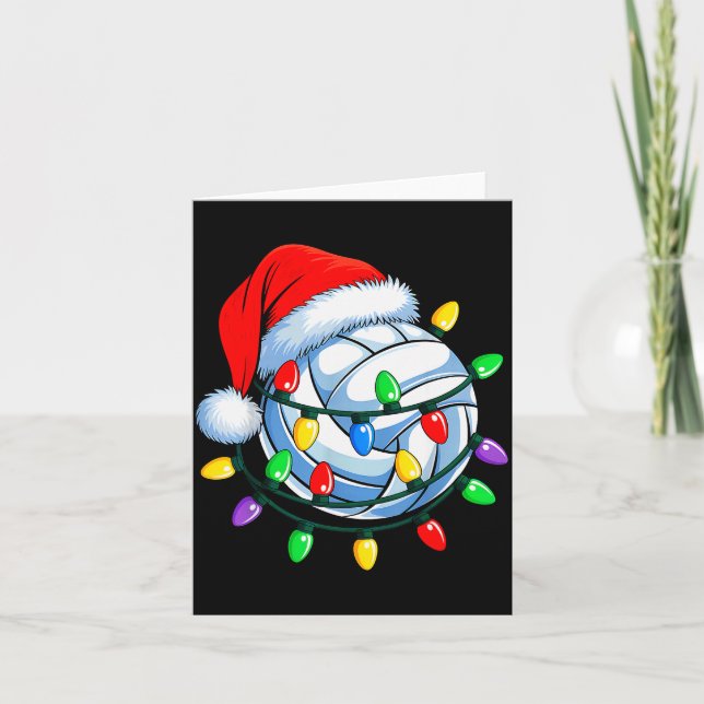 Christmas Volleyball Xmas Santa Srts Hat Mens Wome Card (Front)
