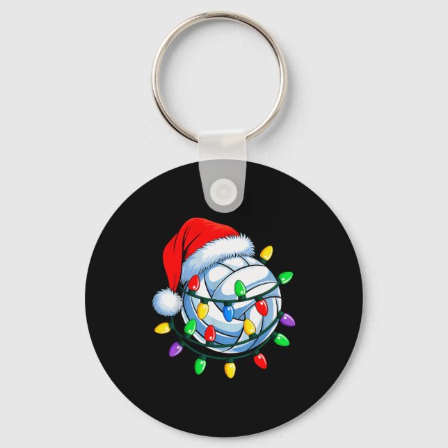 Christmas Volleyball Xmas Santa Srts Hat Mens Wome Key Ring (Front)
