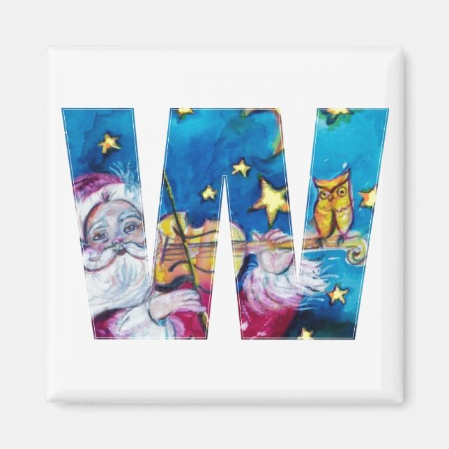 CHRISTMAS W LETTER / INSPIRED SANTA MONOGRAM MAGNET (Front)