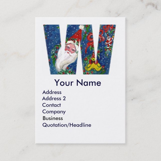 CHRISTMAS W LETTER / SANTA CLAUS WITH RED RIBBON BUSINESS CARD (Front)