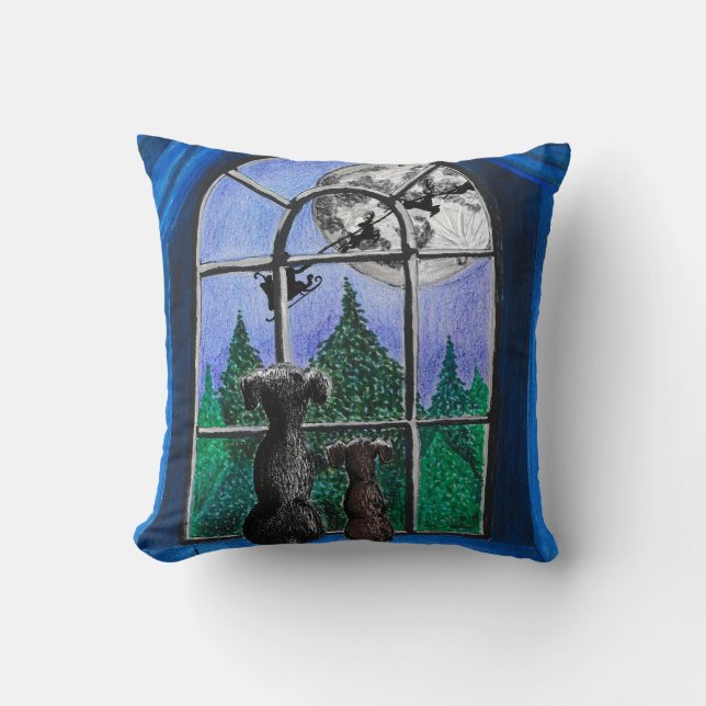 christmas "waiting for santa" springador dogs cushion (Front)