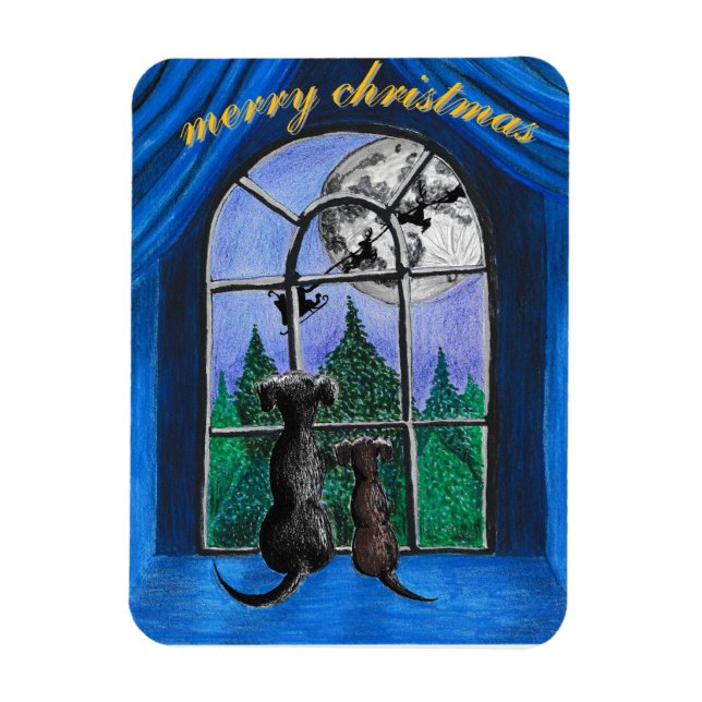 christmas "waiting for santa" springador dogs magnet (Vertical)