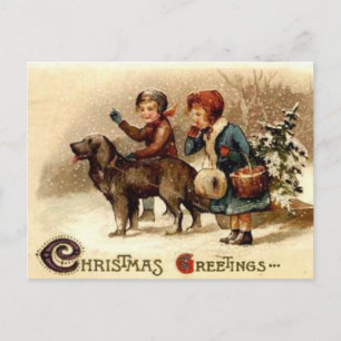Christmas Walk with the Dog Holiday Postcard