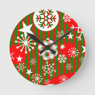 Christmas Wall Clock Joy to the World Red & Green