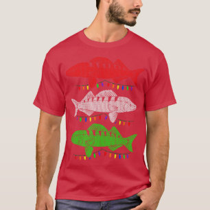 Christmas Walleye Fishing Holiday Christmas Lights T-Shirt