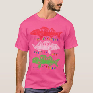 Christmas Walleye Fishing Holiday Christmas Lights T-Shirt