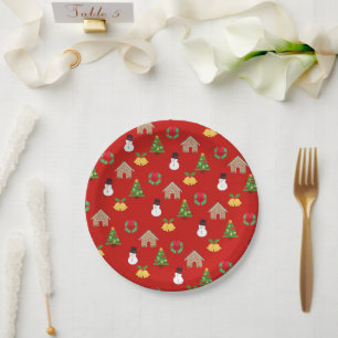 christmas wallpaper pattern background gifts red paper plate