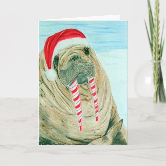 Christmas Walrus Holiday Card (Front)