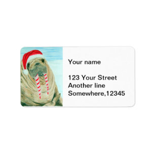 Christmas Walrus Label
