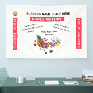 Christmas Wanted Now Hiring Santa Claus Custom Banner