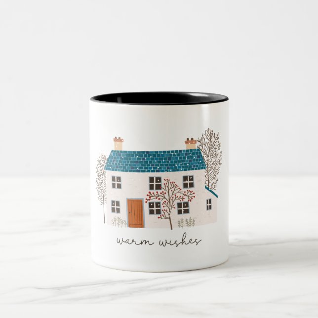  Christmas Warm wishes  Two-Tone Coffee Mug (Center)