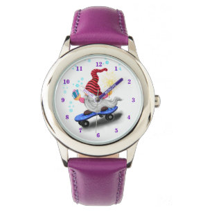 Christmas Watch Gift Skater Gnome with Gifts