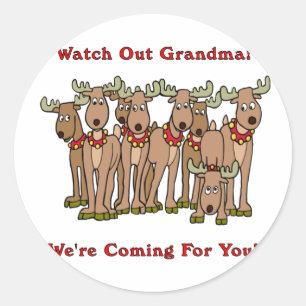 Christmas: Watch Out Grandma Classic Round Sticker