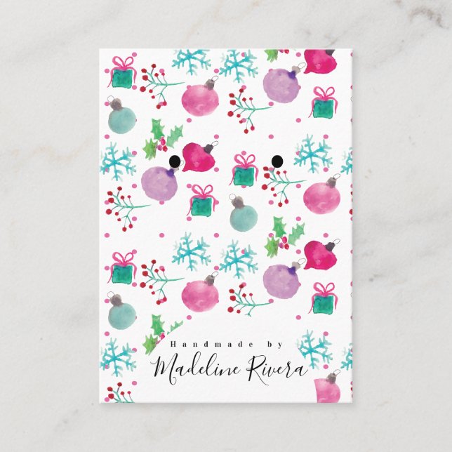 Christmas Watercolor Artisan Earring Display Cards (Front)