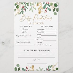 Christmas watercolor Baby predictions advice card