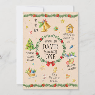 Christmas Watercolor Birthday Invite